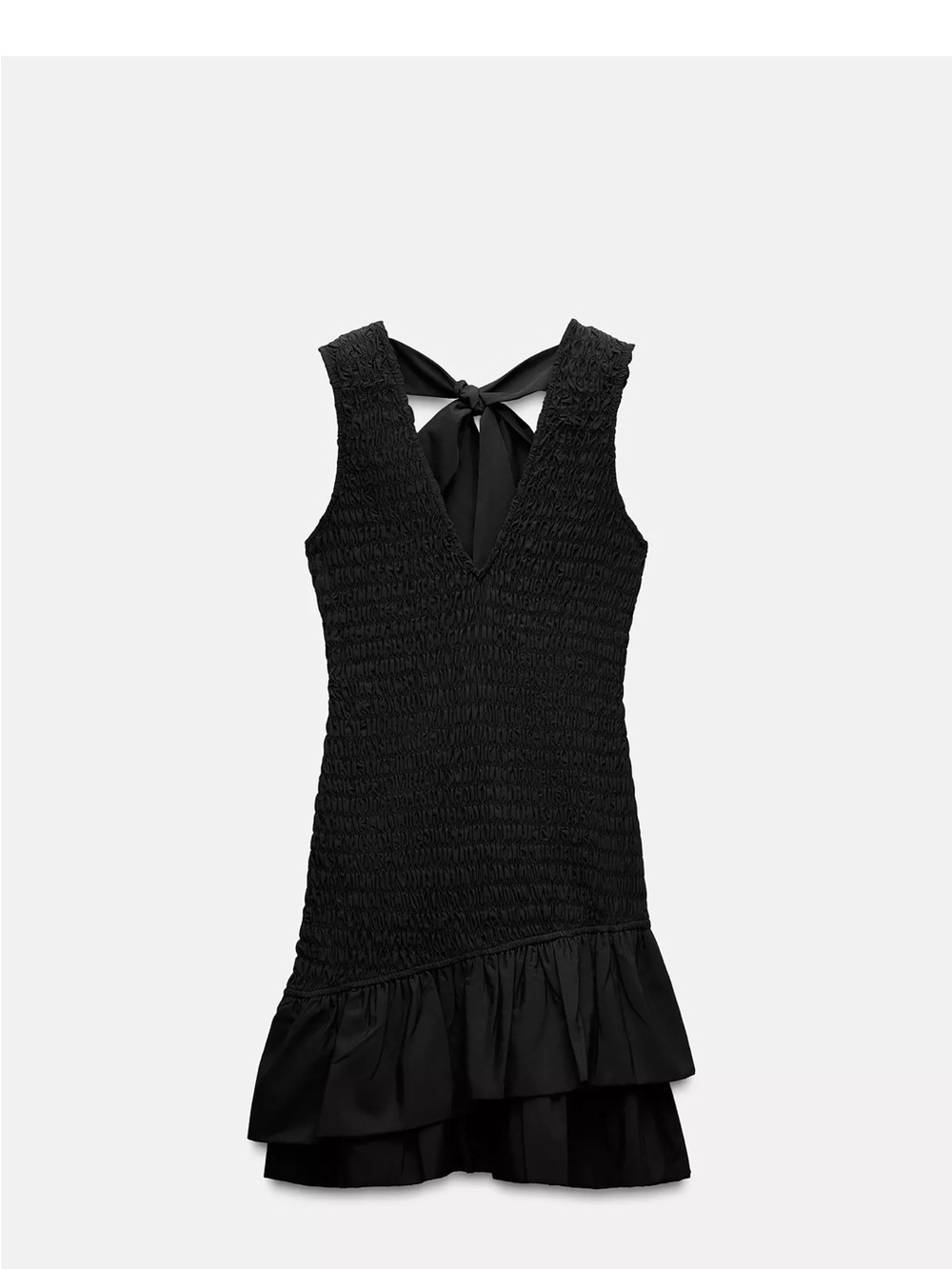 Women’s Black Smocked Ruffle Dress with Back Tie